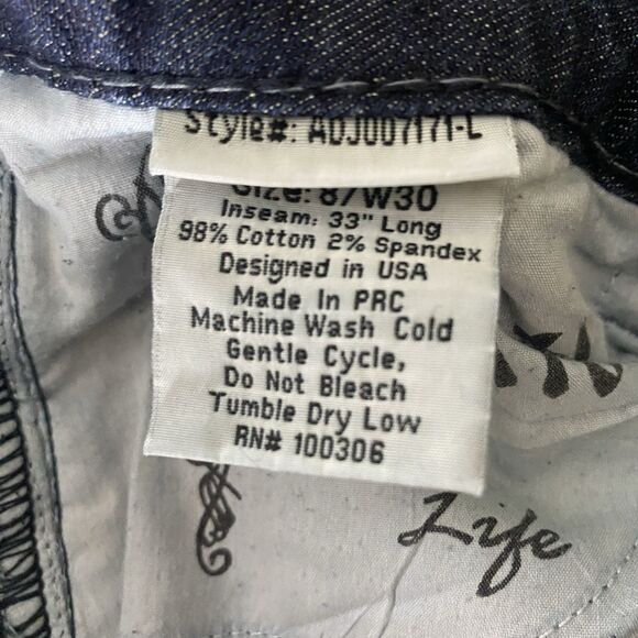 ADIKTD Jeans Low Rise Stretch Distressed Rhinestone Denim Womens 8 30 30x32 Blue - Picture 3 of 10